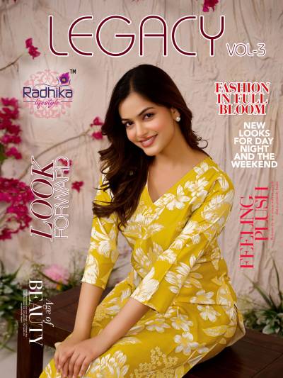LEGACY VOL 3 BY RADHIKA LIFESTYLE DESIGNER REYON PRINT KURTI WHOLESALER IN INDIA